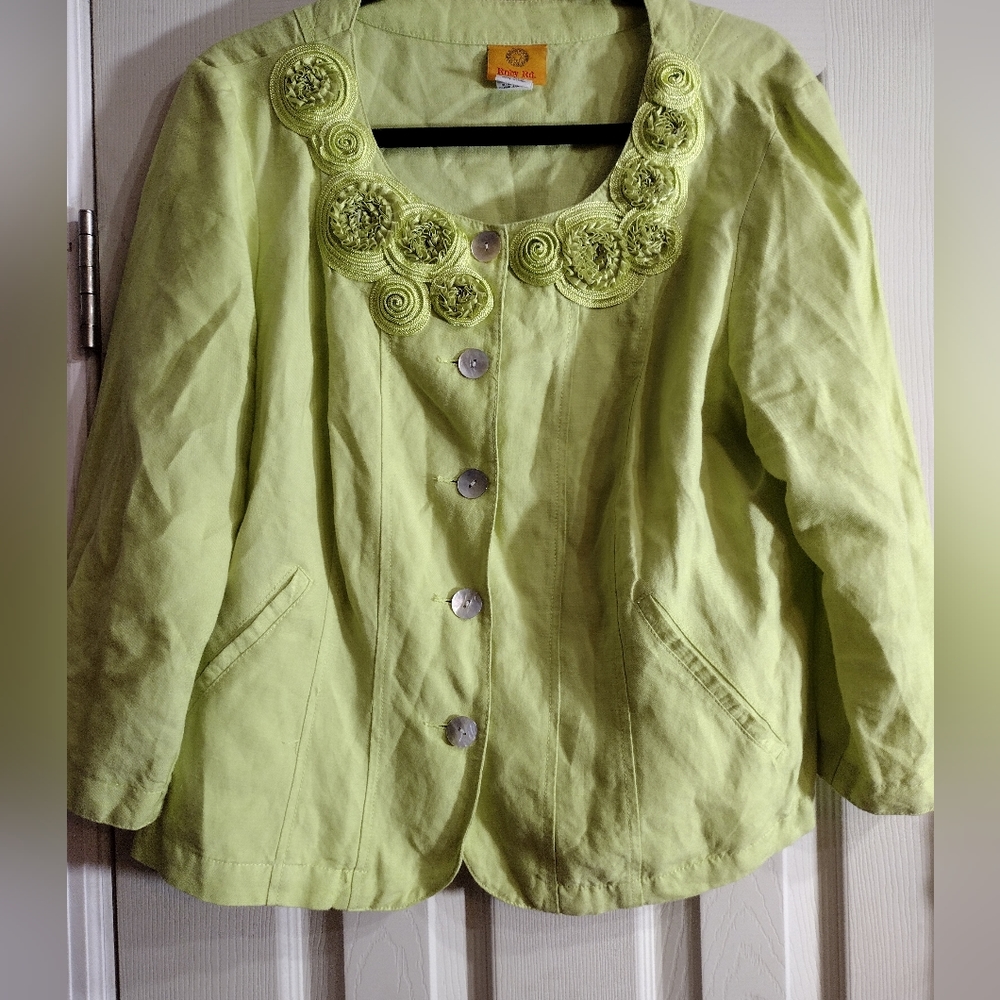 Ruby Rd. Women's 14 Lime Chartreuse Green Linen B… - image 1